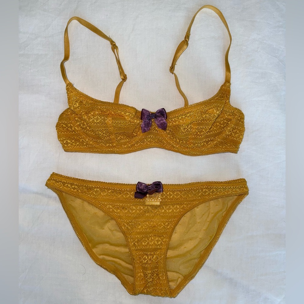 Golden Yellow Unworn Bra and Panty Set